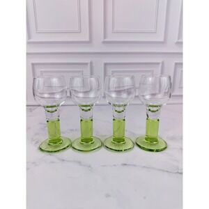 VTG Set of 4 Bormioli Rocco Limoncello Glasses Green Cordial‎ Glasses 4.5"